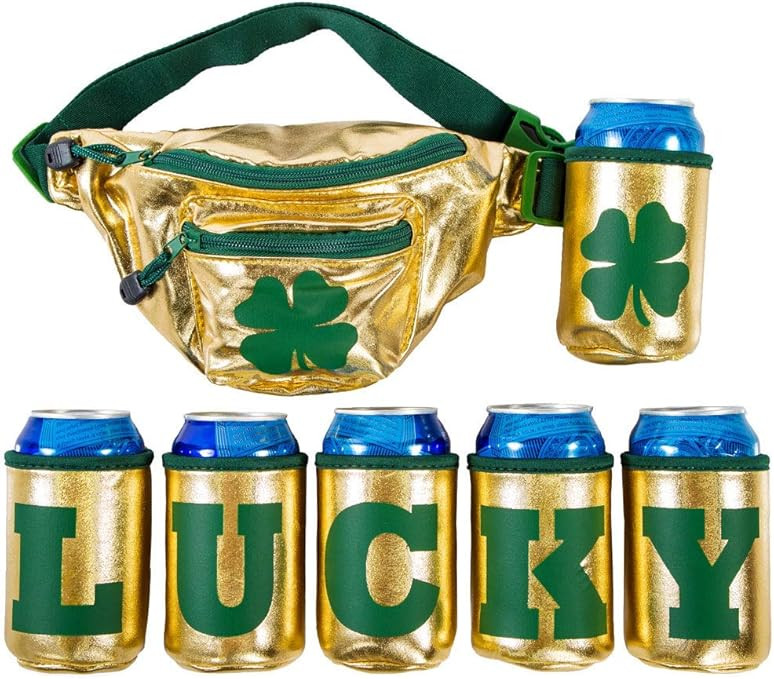 St. Patrick's Day "Lucky" Fanny Pack with 6 Drink Holders for St. Paddy's Day Hip Bag | Amazon (US)