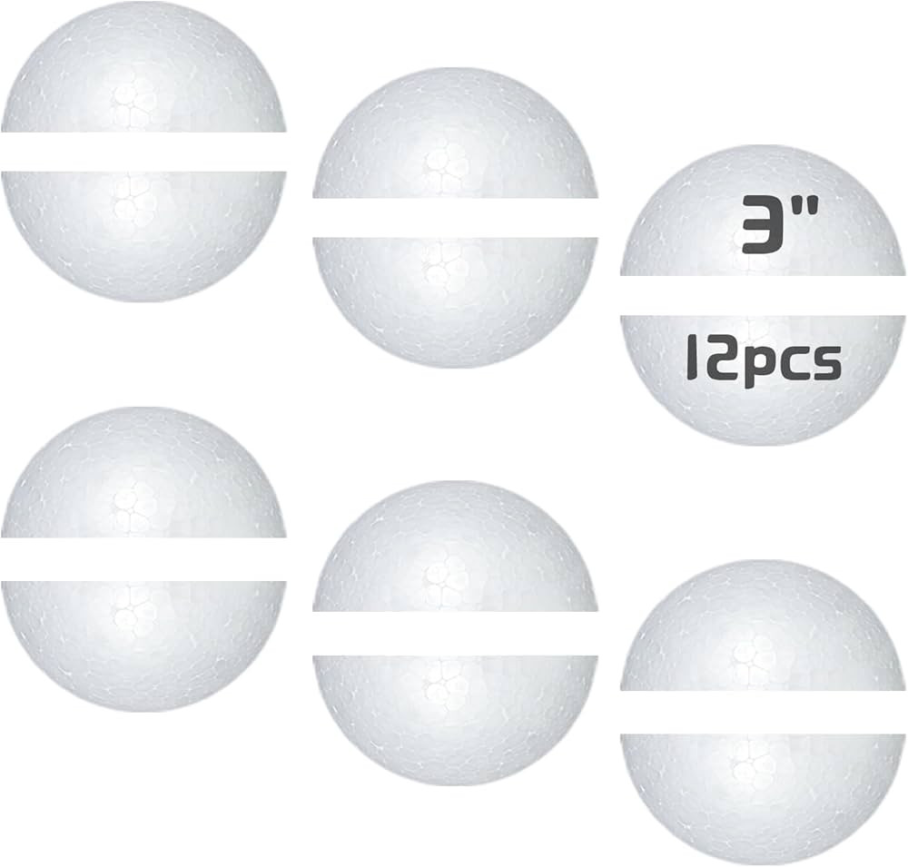 Small Styrofoam Half Balls 3 Inch,12PC White Foam Balls for Crafts, Giant Foam Balls Smooth Solid... | Amazon (US)