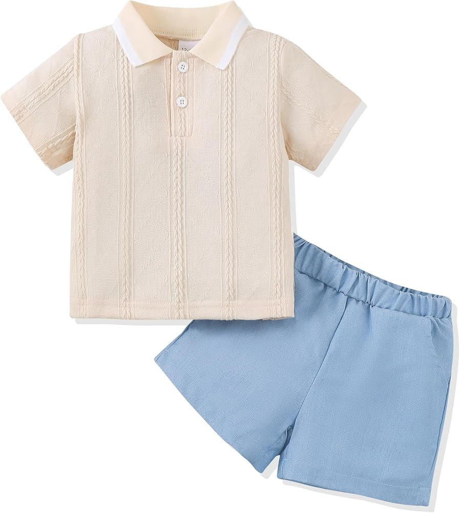 Renotemy Toddler Baby Boys Clothes Summer Outfits Polo Shirt Shorts Set 2Pcs Boys Clothing Sets 1... | Amazon (US)