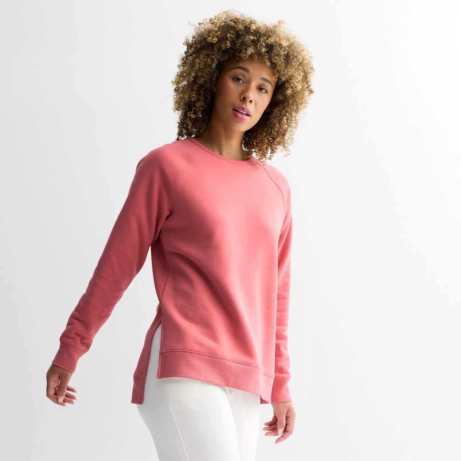Women's Tek Gear® Ultrasoft Fleece High Slit Tunic Long-Sleeve Crewneck | Kohl's