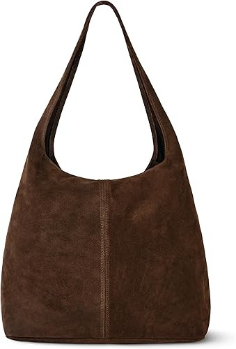 Italian Genuine Suede Hobo Bag for Women with Zipper and Single Strap | Large Soft Slouchy Should... | Amazon (US)