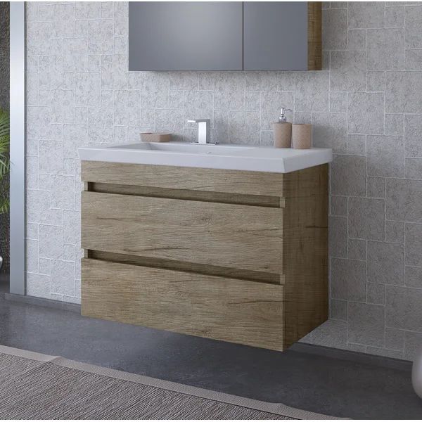 Deren 32" Wall-Mounted Single Bathroom Vanity Set | Wayfair North America