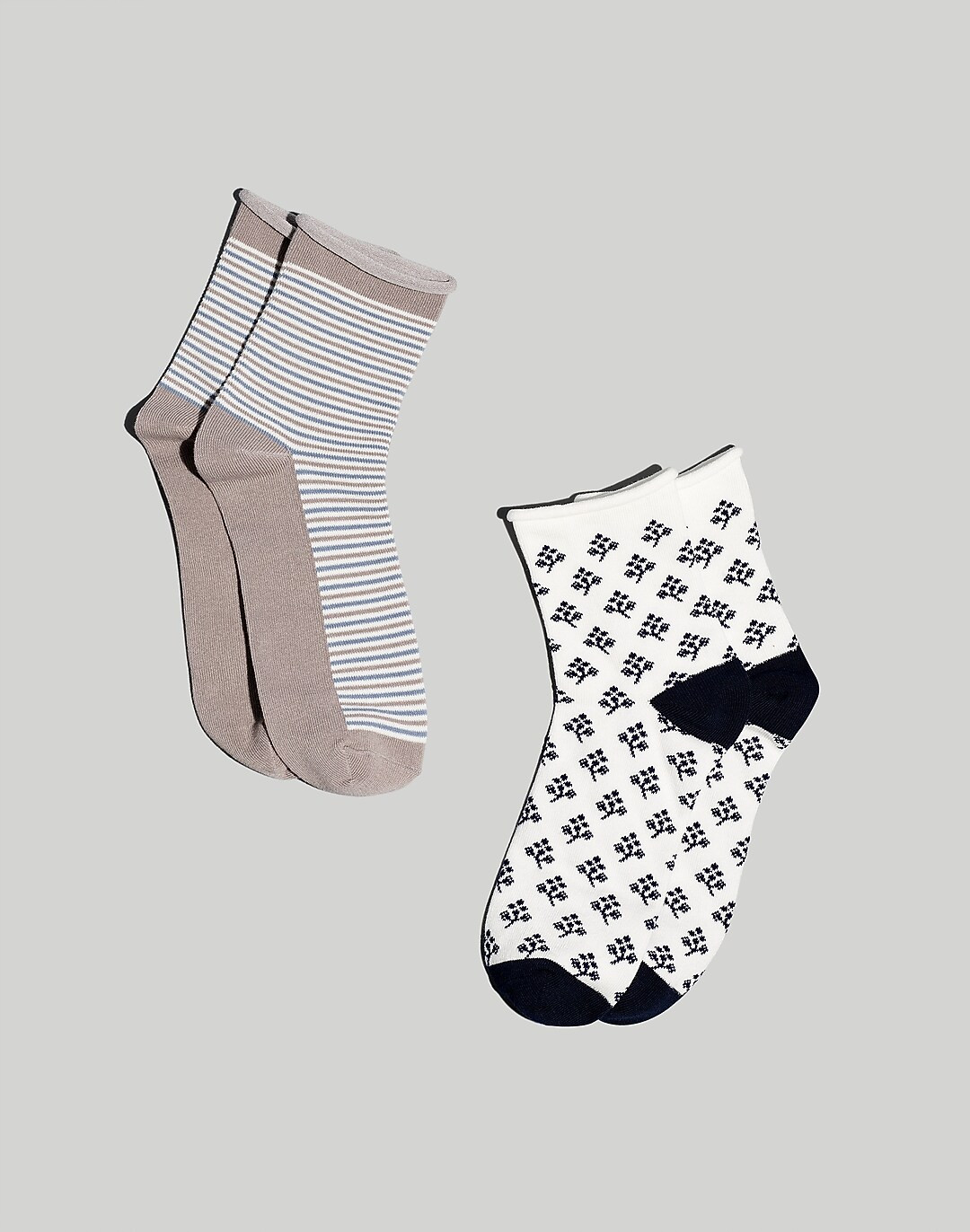 Two-Pack Earth-Dyed Stripe Ankle Socks | Madewell