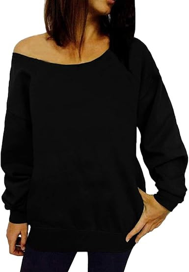 GSVIBK Womens Long Sleeve Off Shoulder Sweatshirt Soft Pullover Tops Slouchy Sweatshirts Casual S... | Amazon (US)