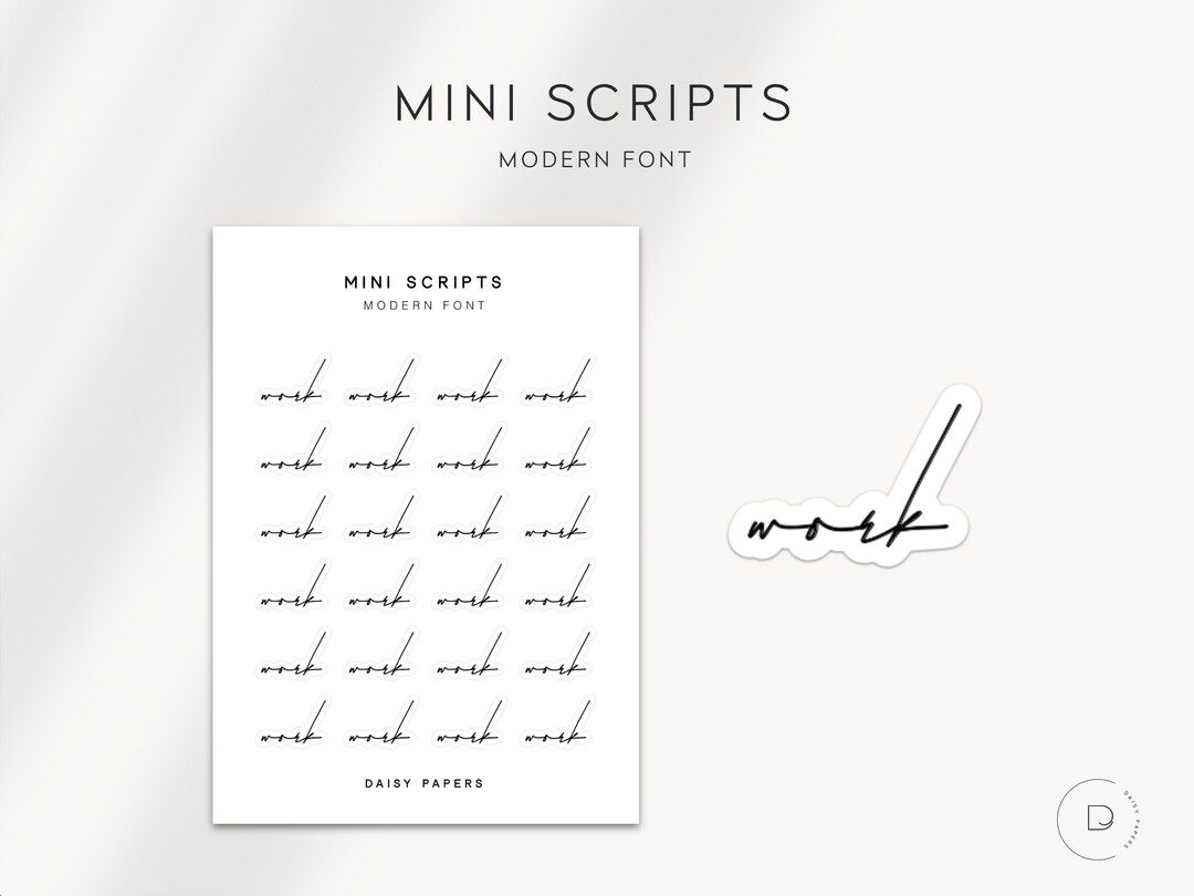 WORK - MODERN Font | Transparent Mini Script Stickers | Minimal & Functional Planner Stickers | Plan | Etsy (US)
