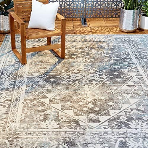 Home Dynamix Nicole Miller Patio Sofia Ivy Indoor/Outdoor Area Rug 5'3"x7'2", Modern Geometric Gr... | Amazon (US)