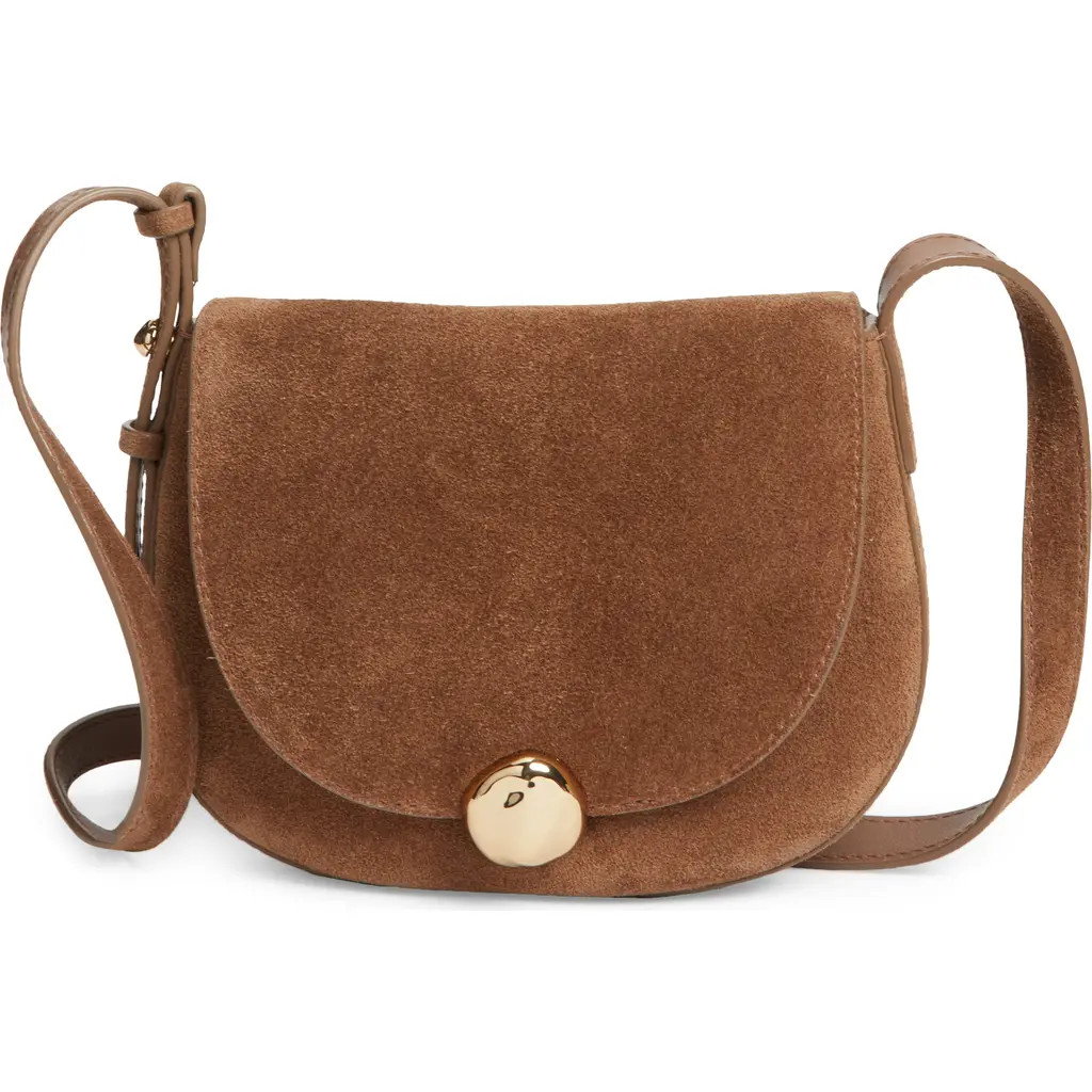 Madewell The Dakota Suede Saddle Crossbody Bag in Light Umber at Nordstrom | Nordstrom