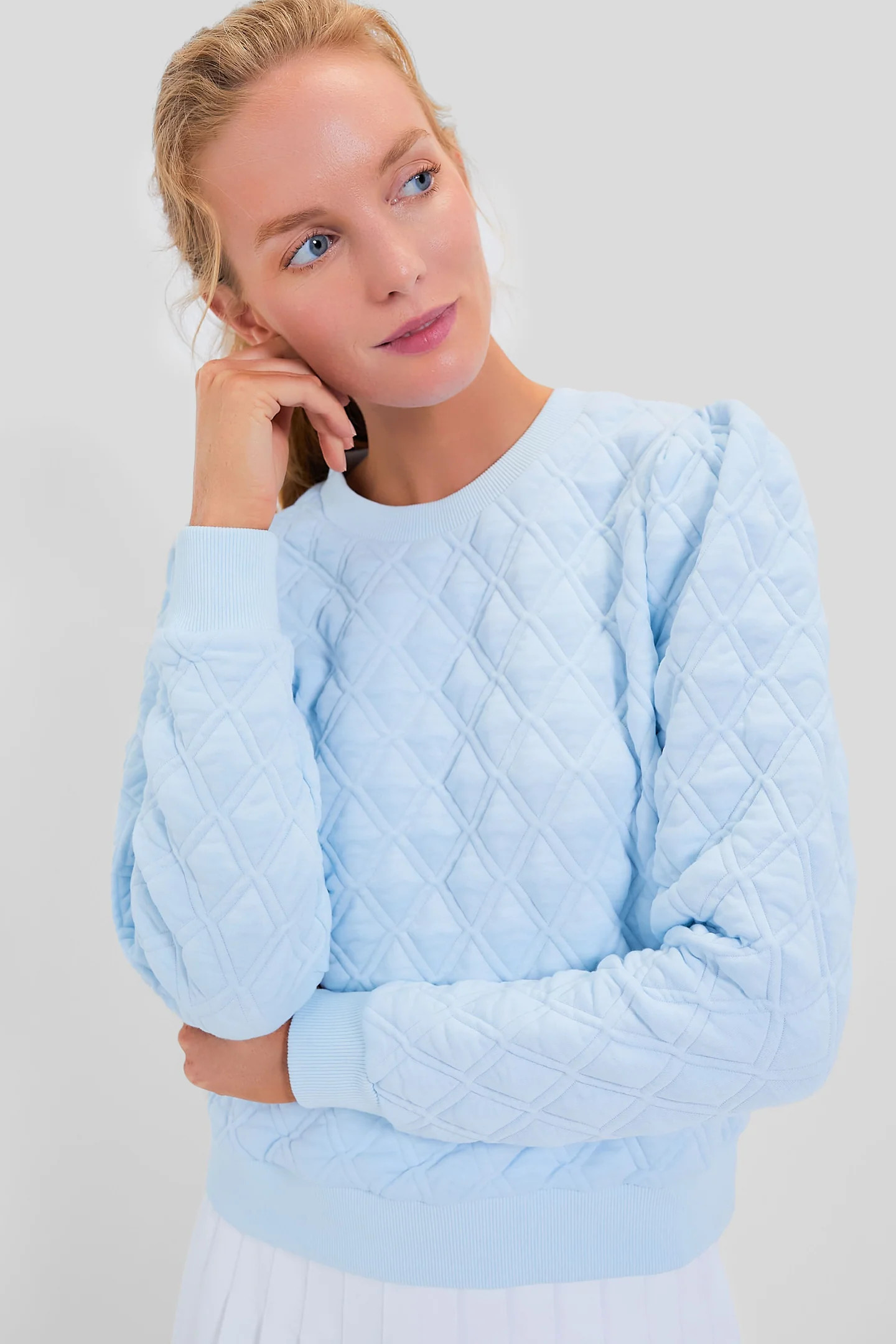 Eden Green Puff Sleeve Quilted Stretch Campbell Pullover | Tuckernuck (US)