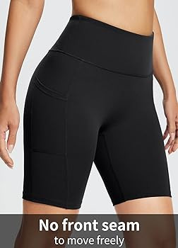 Women's 8"/ 7"/ 5" High Waist Biker Shorts Yoga Running Volleyball Workout Gym with Pockets for S... | Amazon (US)