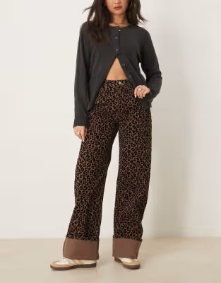 ASOS DESIGN flocked dad jean in dark leopard print | ASOS (Global)