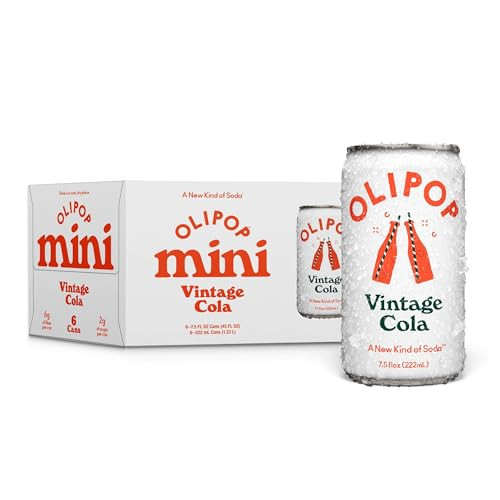 OLIPOP Minis Prebiotic Soda Pop, Vintage Cola, Pantry Pack Packed with Prebiotics, Fiber, and Botanicals, Gluten Free, Vegan, GMO Free, 7.5oz (6-Cans) | Amazon (US)