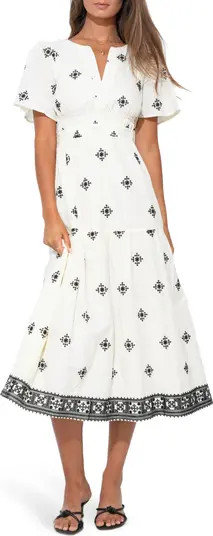 Elani Embroidered Cotton Midi Dress | Nordstrom