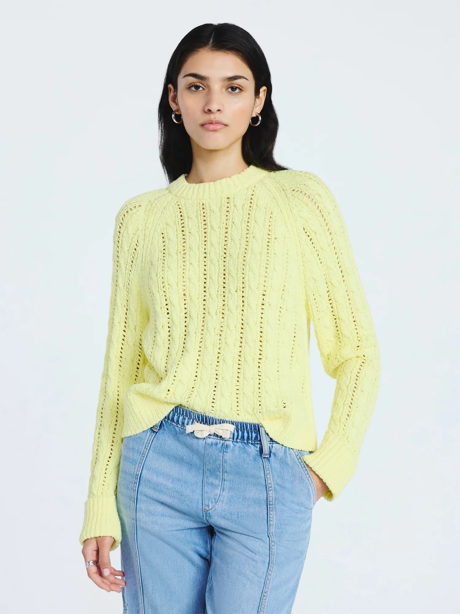 Scoop Women's and Women's Plus Cable Knit Raglan Sweater, Midweight, Sizes XS-XXL | Walmart (US)