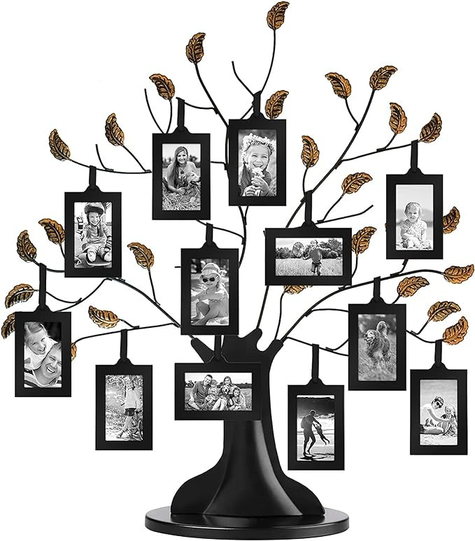 Amazon.com: Americanflat Bronze Family Tree with 12 Hanging Picture Frames 2" x 3" in Black and A... | Amazon (US)
