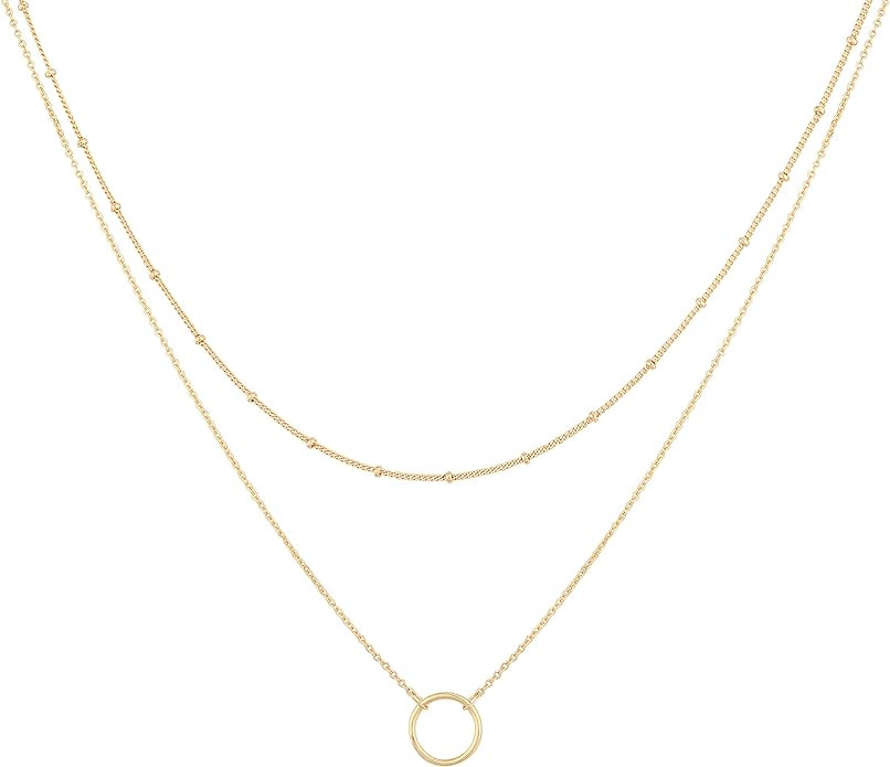 MEVECCO Layered Heart Necklace Pendant Handmade 18k Gold Plated Dainty Gold Choker Arrow Bar Laye... | Amazon (US)