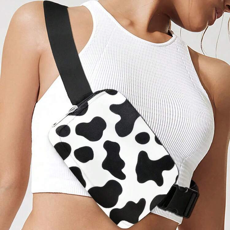 Women'S Cow Print Waist Belt Bag, Mini Crossbody Bag, Waterproof Women'S Waist Bag With Adjustable Shoulder Straps, Crossbody Waist Bag With Men'S Multifunctional Sports And Leisure Chest Bag | SHEIN