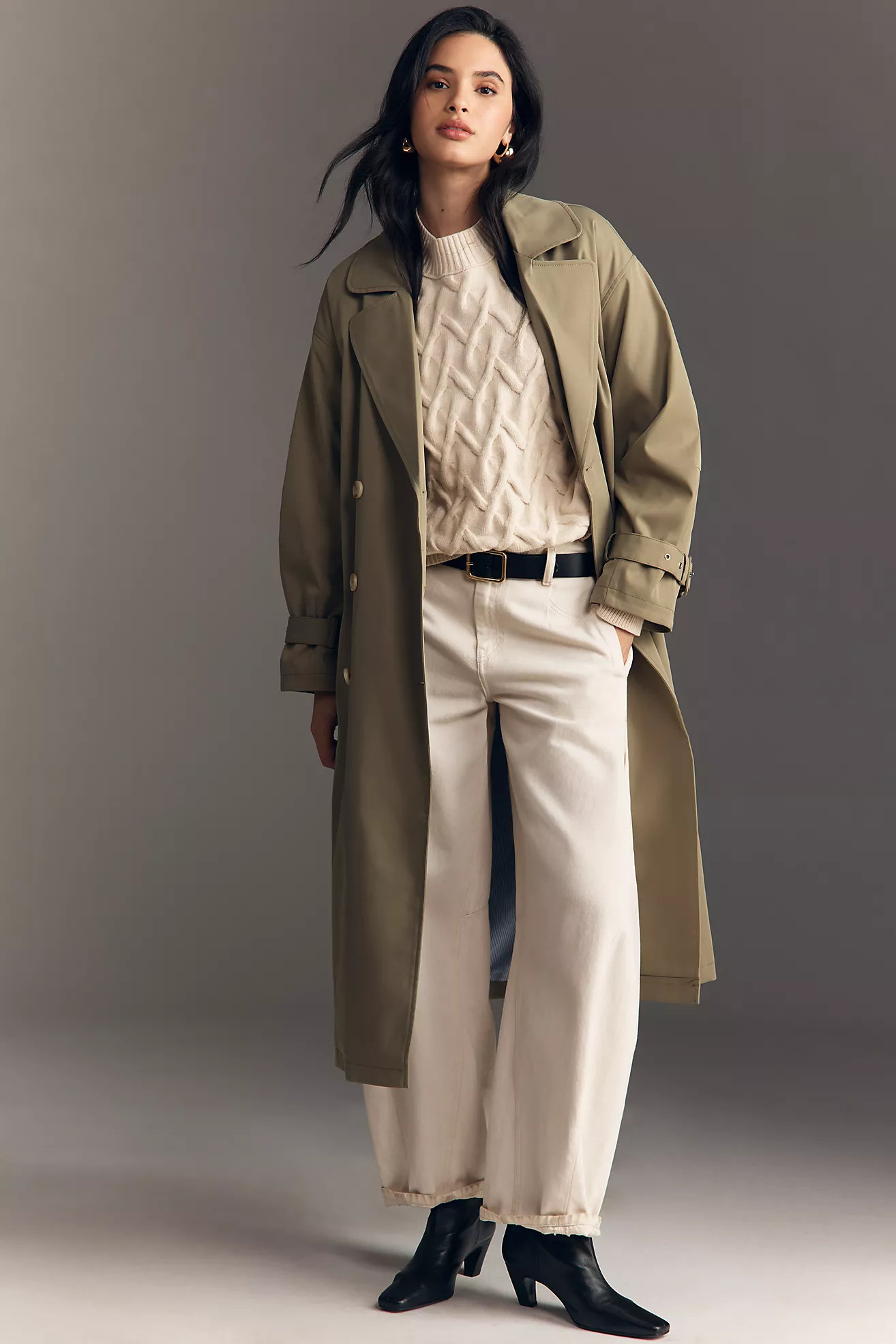 Maeve Belted Long Trench Coat | Anthropologie (US)