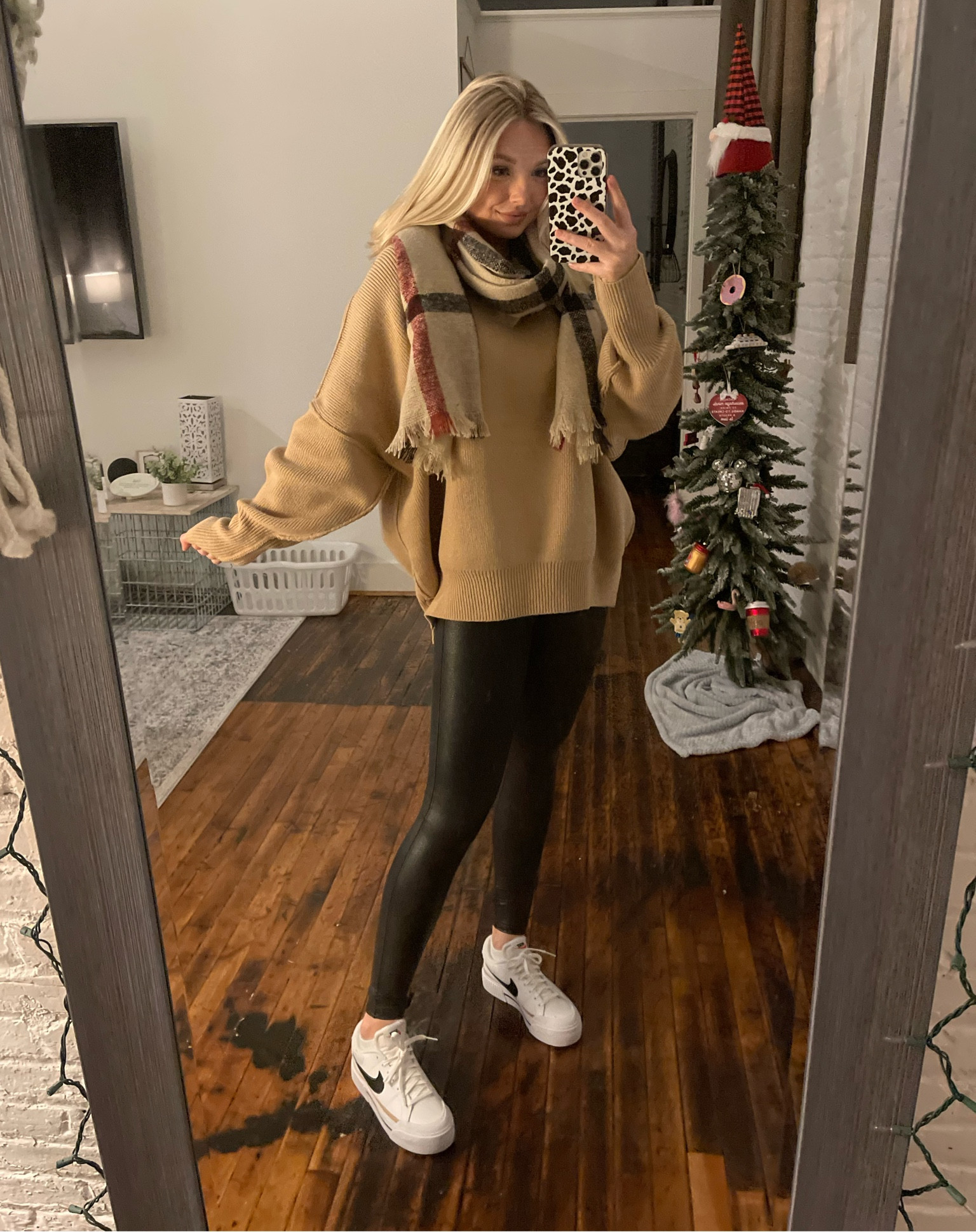 Back with my favorite sweater and leggings! Added in a cute scarf and one of my favorite pair of stylish sneakers! See what this fit looks like on you and get these items now!🫶🏼 

#LTKstyletip #LTKfit #LTKHoliday