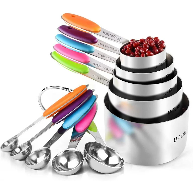 U-Taste 18/8 Stainless Steel Measuring Cups and Spoons Set of 10 (Multicolors) - Walmart.com | Walmart (US)