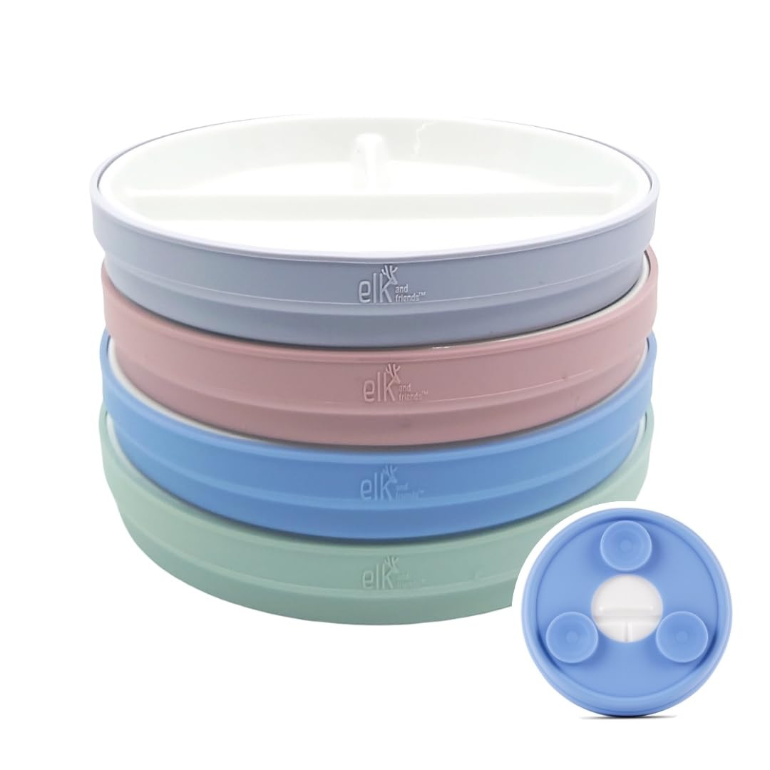 Elk and Friends Kids 6.7” Porcelain Divided Plates with Silicone Suction Sleeves | Suitable for... | Amazon (US)