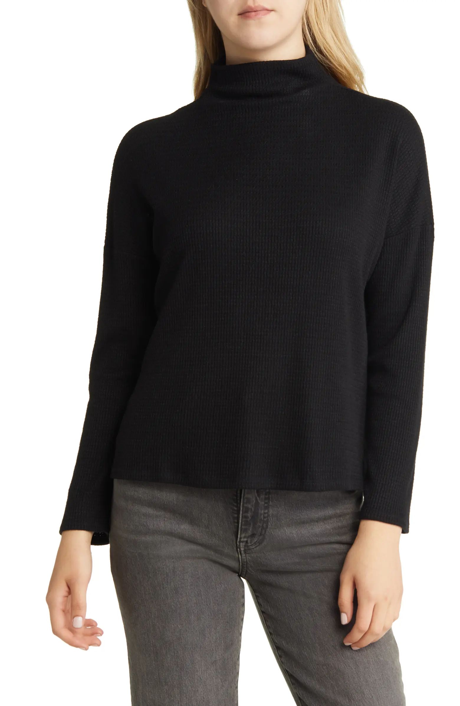 Funnel Neck Waffle Knit Sweater | Nordstrom