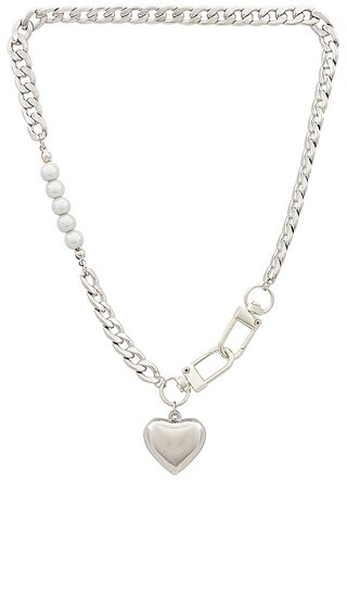Heart Mixed Chain Necklace in Silver | Revolve Clothing (Global)
