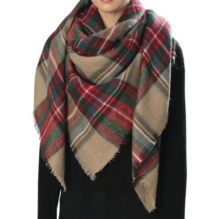 Amtal Women Stylish Warm Plaid Checkered Tartan Blanket Wrap Winter Scarf | Walmart (US)