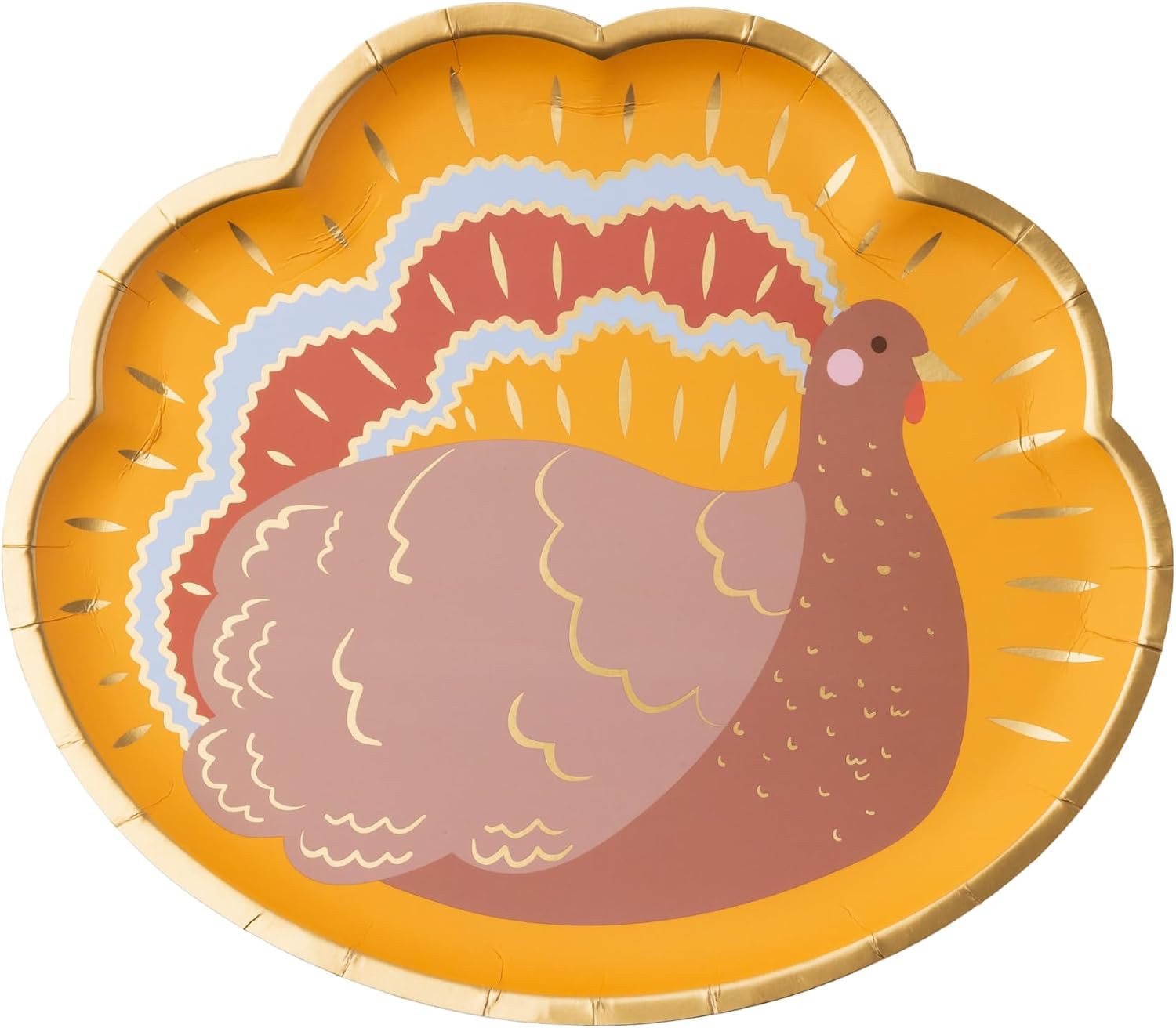 Bonjour Fête Charming Turkey Thanksgiving Plates, Pack of 8, 8.5" | Amazon (US)