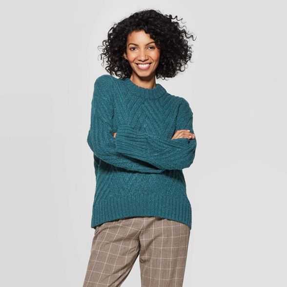 Women's Crewneck Chevron Stitch Pullover Sweater - A New Day™ | Target