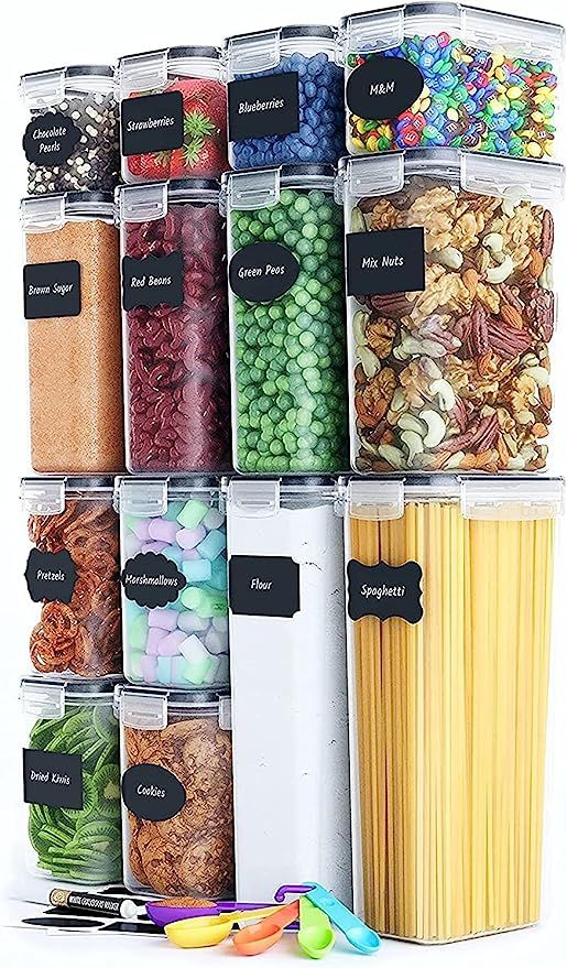 Airtight Food Storage Containers for Kitchen Organization 14 PC - Plastic Food Canisters with Lid... | Amazon (US)