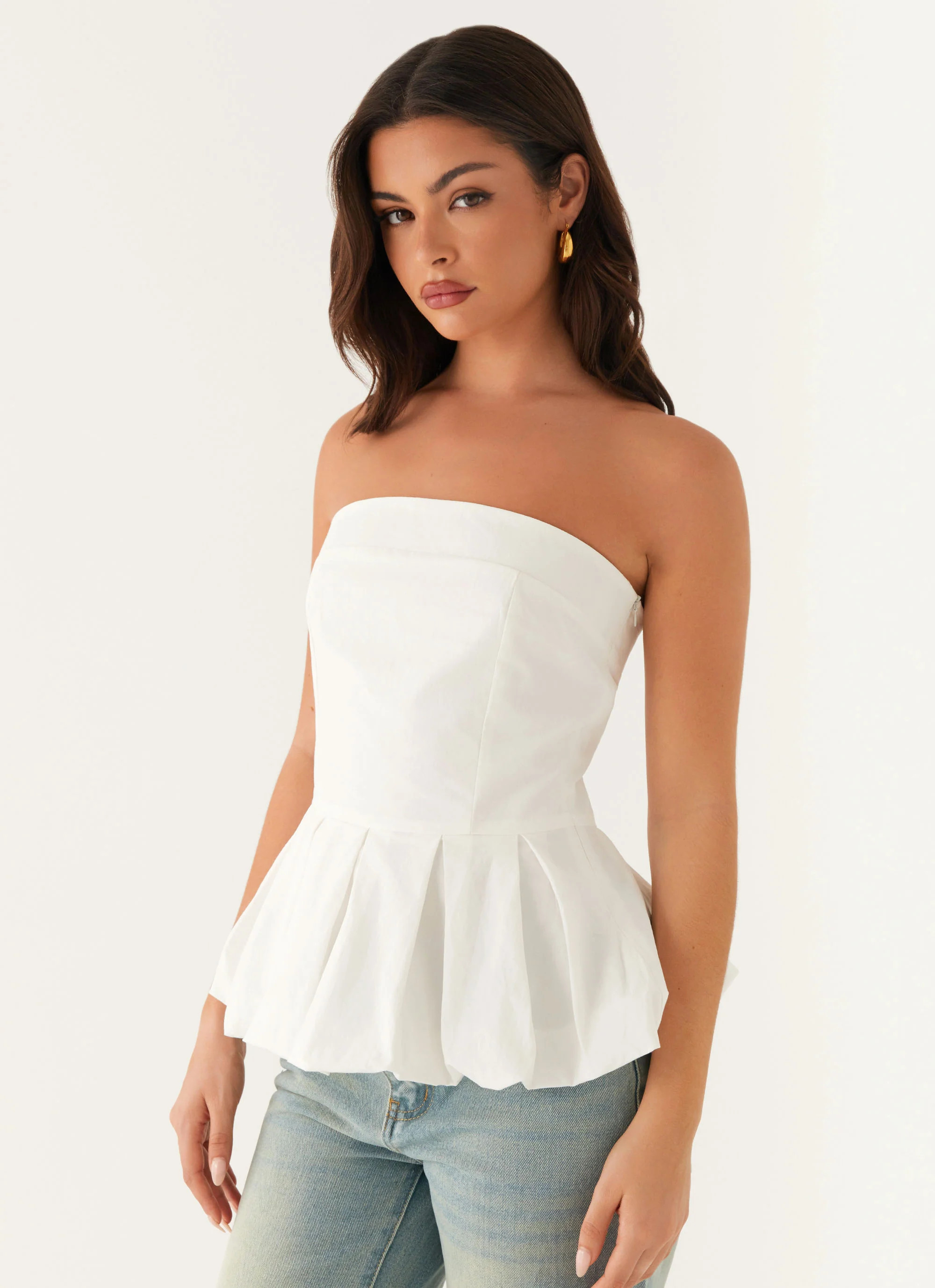 Ellen Bubble Hem Top - Ivory | Peppermayo (Global)