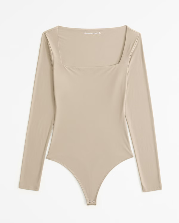 Soft Matte Seamless Long-Sleeve Squareneck Bodysuit | Abercrombie & Fitch (US)