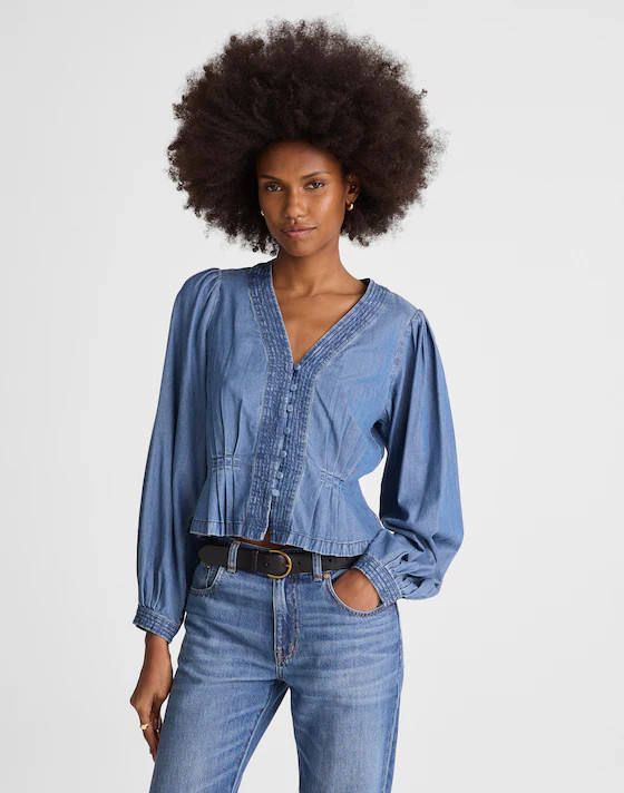 Denim Button-Front Top | Madewell