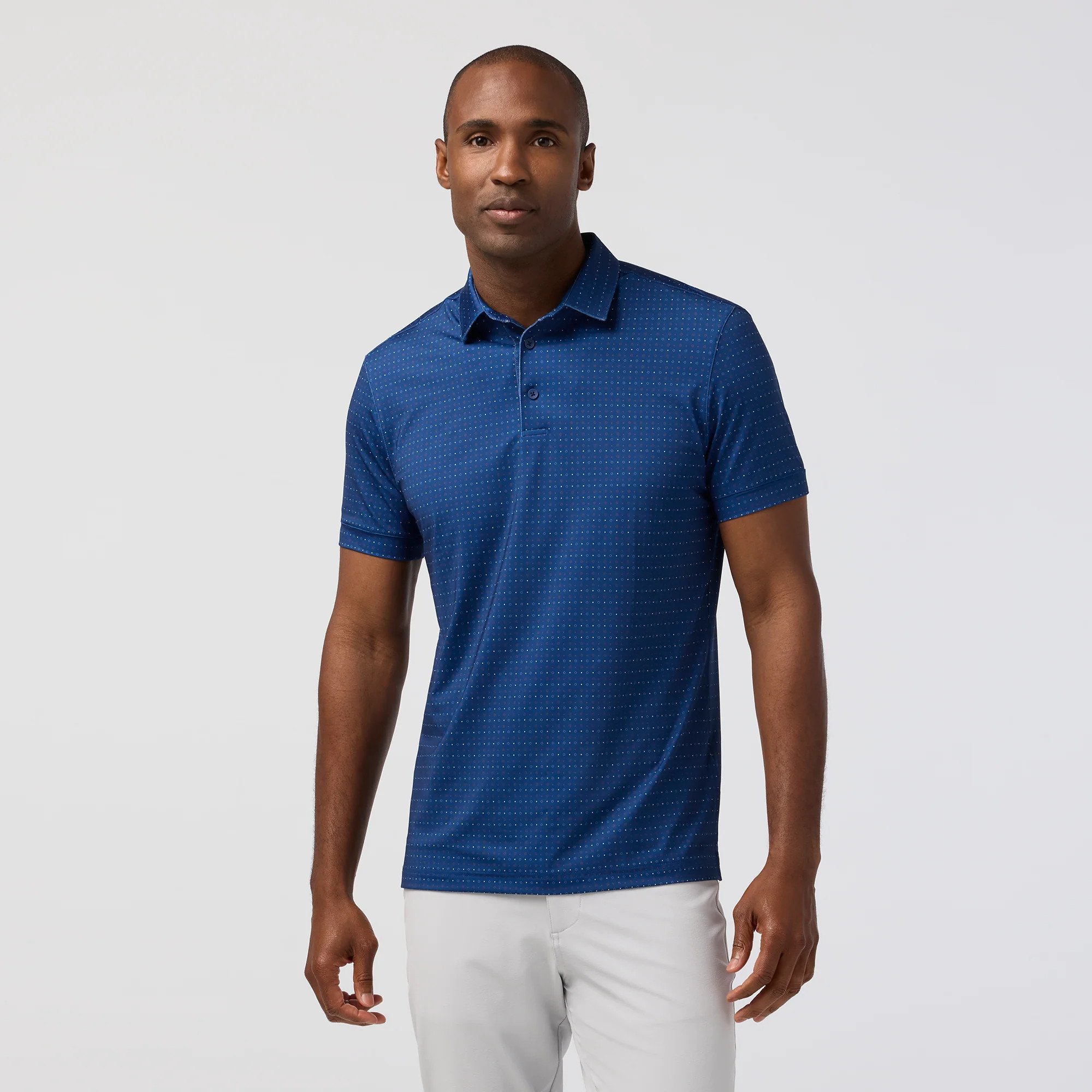 Versa Polo - Midnight Navy Open Dot Stripe | Mizzen + Main