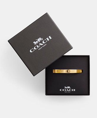 COACH Signature Faux Stone Tea Rose Enamel Bangle Boxed Bracelet - Macy's | Macy's