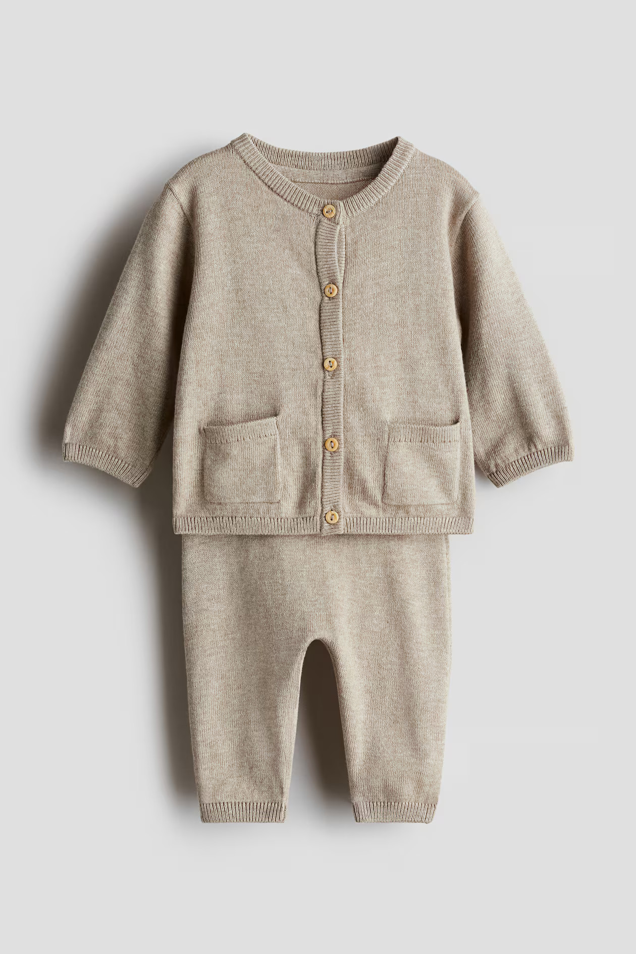 2-piece Fine-Knit Cotton Set - Beige - Kids | H&M US | H&M (US + CA)