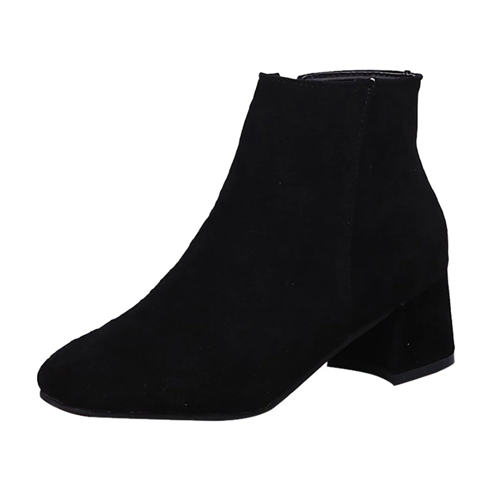 dmqupv Dress Boots for Women 7 1/2 Fashion Color Boots Block Suede Short Solid Heel Side Women's ... | Walmart (US)