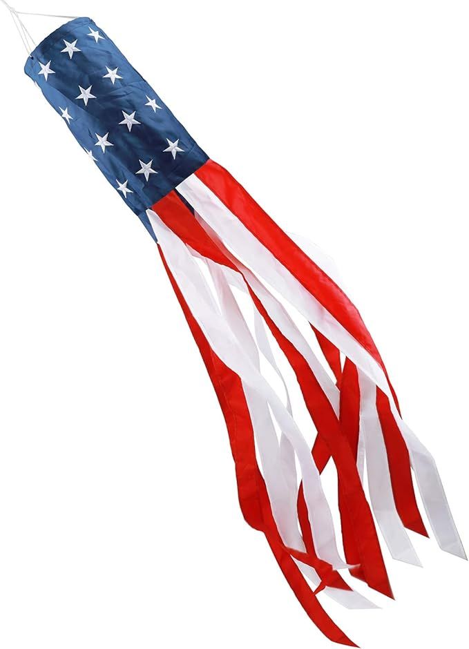 American US Flag Windsock Stars & Stripes USA Patriotic Decorations Embroidered Stars and Fade Re... | Amazon (US)