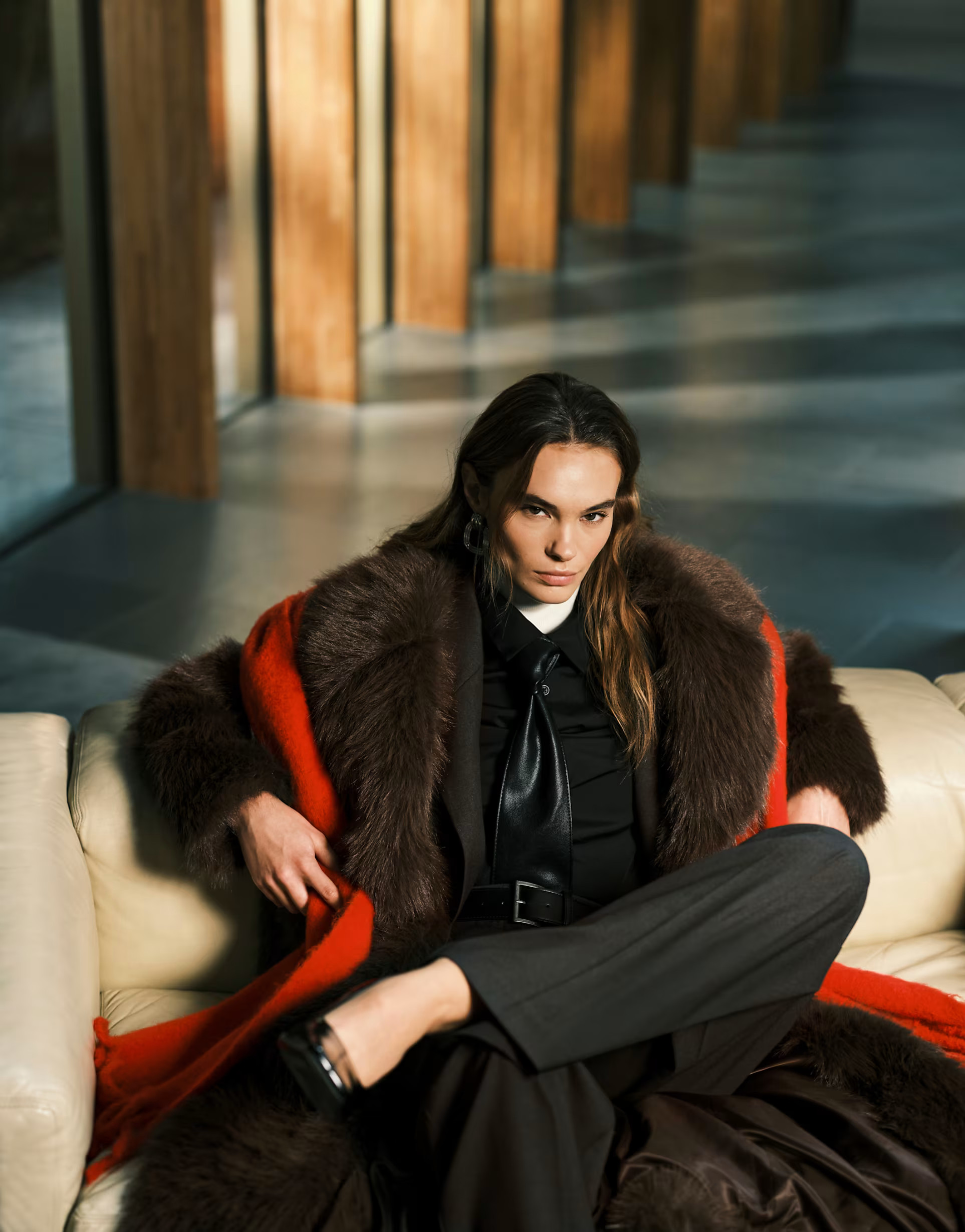 ASOS DESIGN woven fluffy tassel scarf in red | ASOS | ASOS (Global)