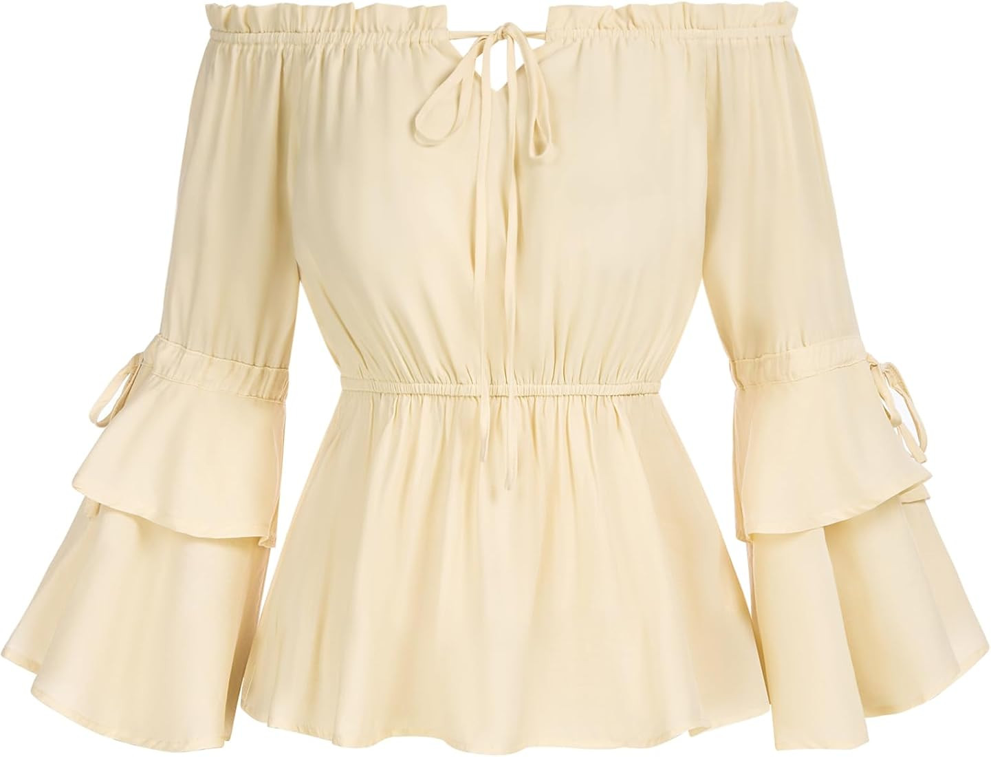 Renaissance Peasant Blouses for Women Peplum Tops Bell Sleeve Dressy Casual Shirts | Amazon (US)