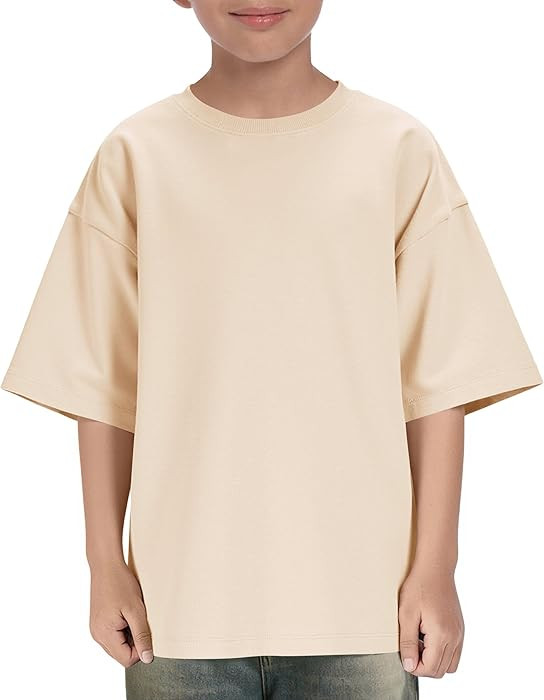 Boys Oversized T Shirts Kids Casual Crewneck Drop Shoulder Summer Basic Tees Tops 5-14 Years | Amazon (US)
