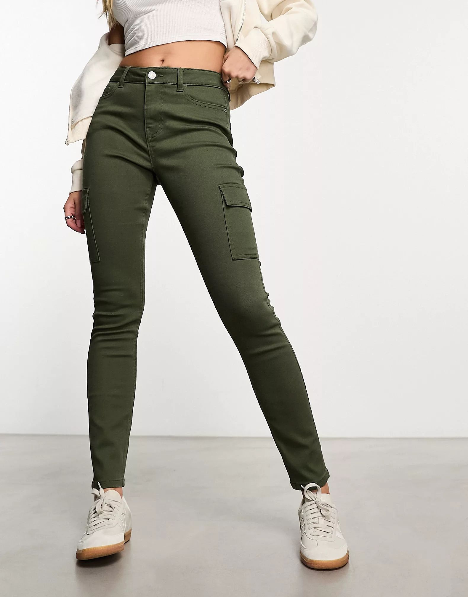 New Look skinny cargo jeans in khaki | ASOS (Global)