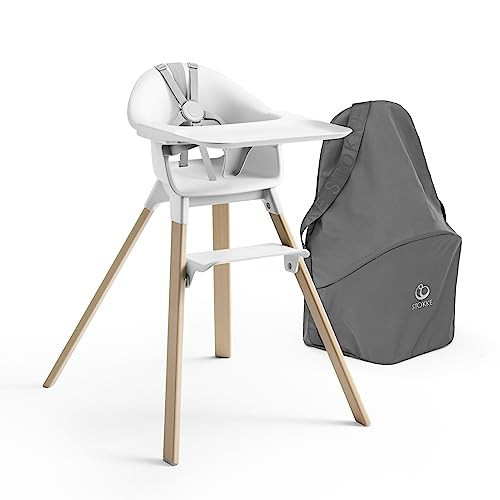 Stokke Clikk High Chair (Cloud Grey) + Travel Bag (Grey) - All-in-One High Chair with Tray & Harness - Light, Durable & Travel Friendly - Best for 6-36 Months or Up to 33 lbs | Amazon (US)