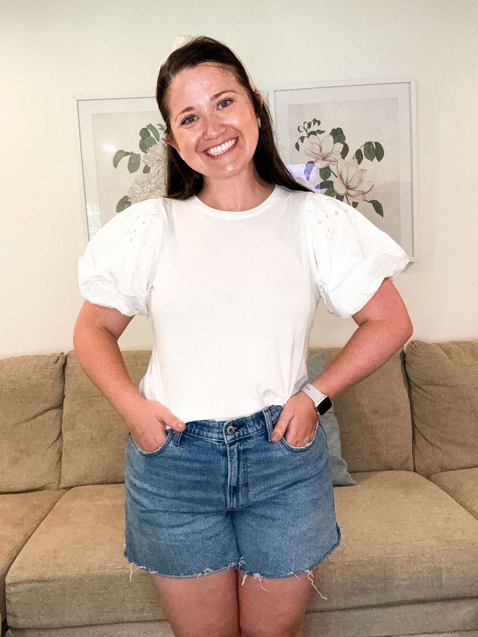 Summer outfit. Statement top. White t shirt. Walmart outfitt