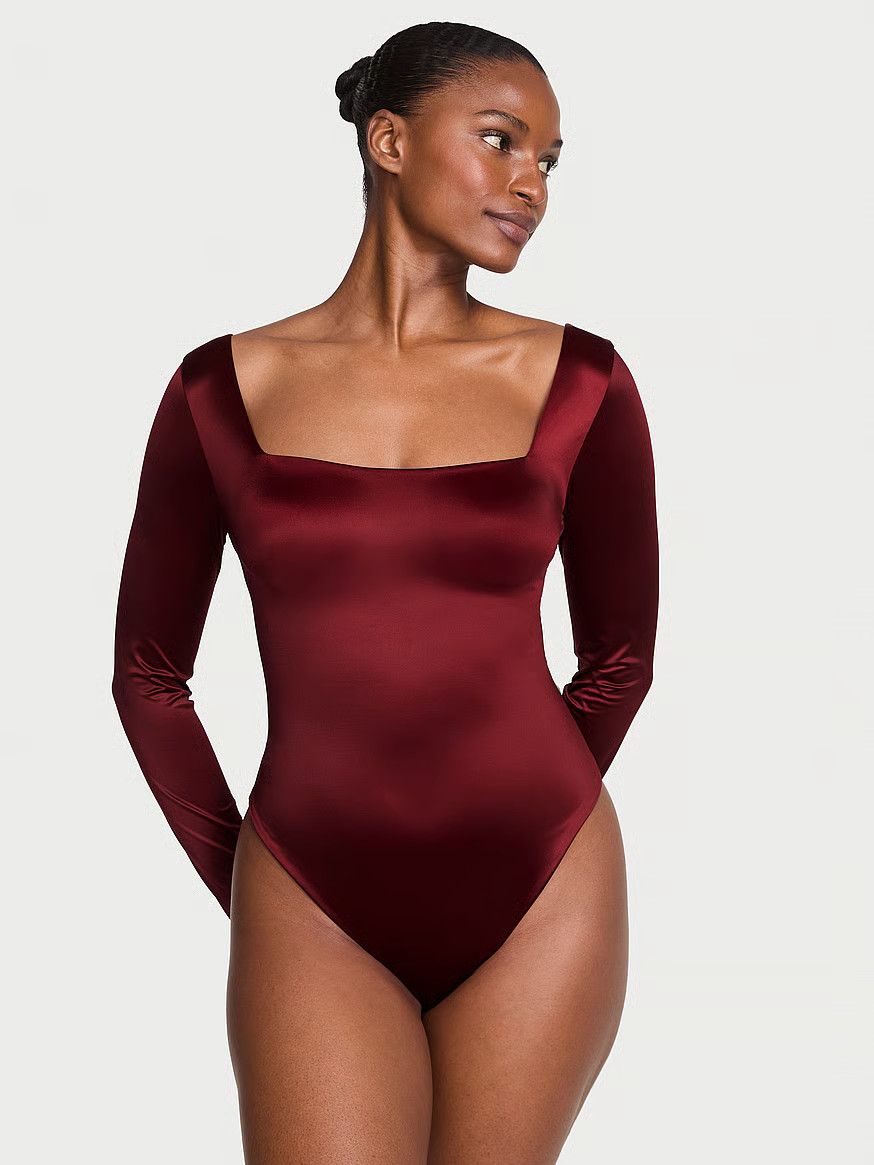 Buy SoSleek™ Long-Sleeve Bodysuit, Sangria Red - Order Tops online - Victoria's Secret US | Victoria's Secret (US / CA )