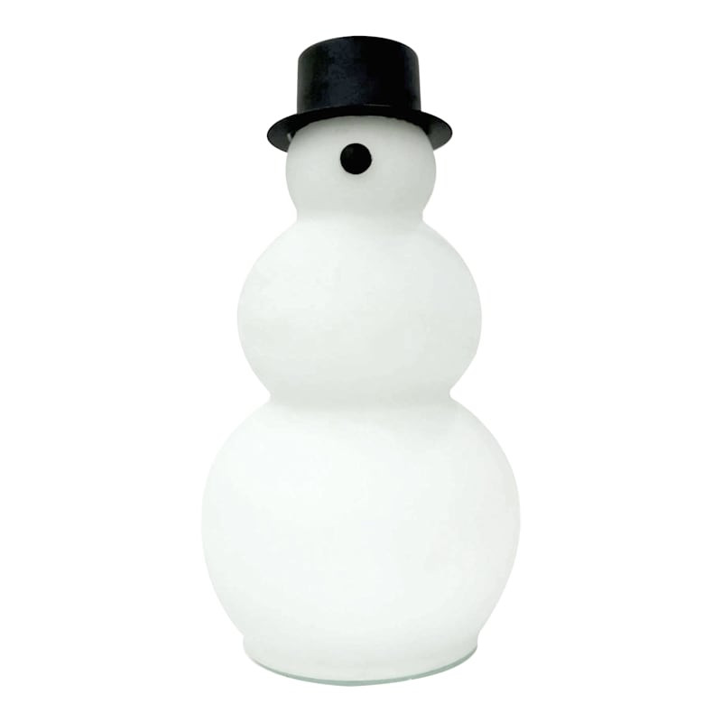 Crosby St Frosted Glass Table Top Snowman, 15" | At Home