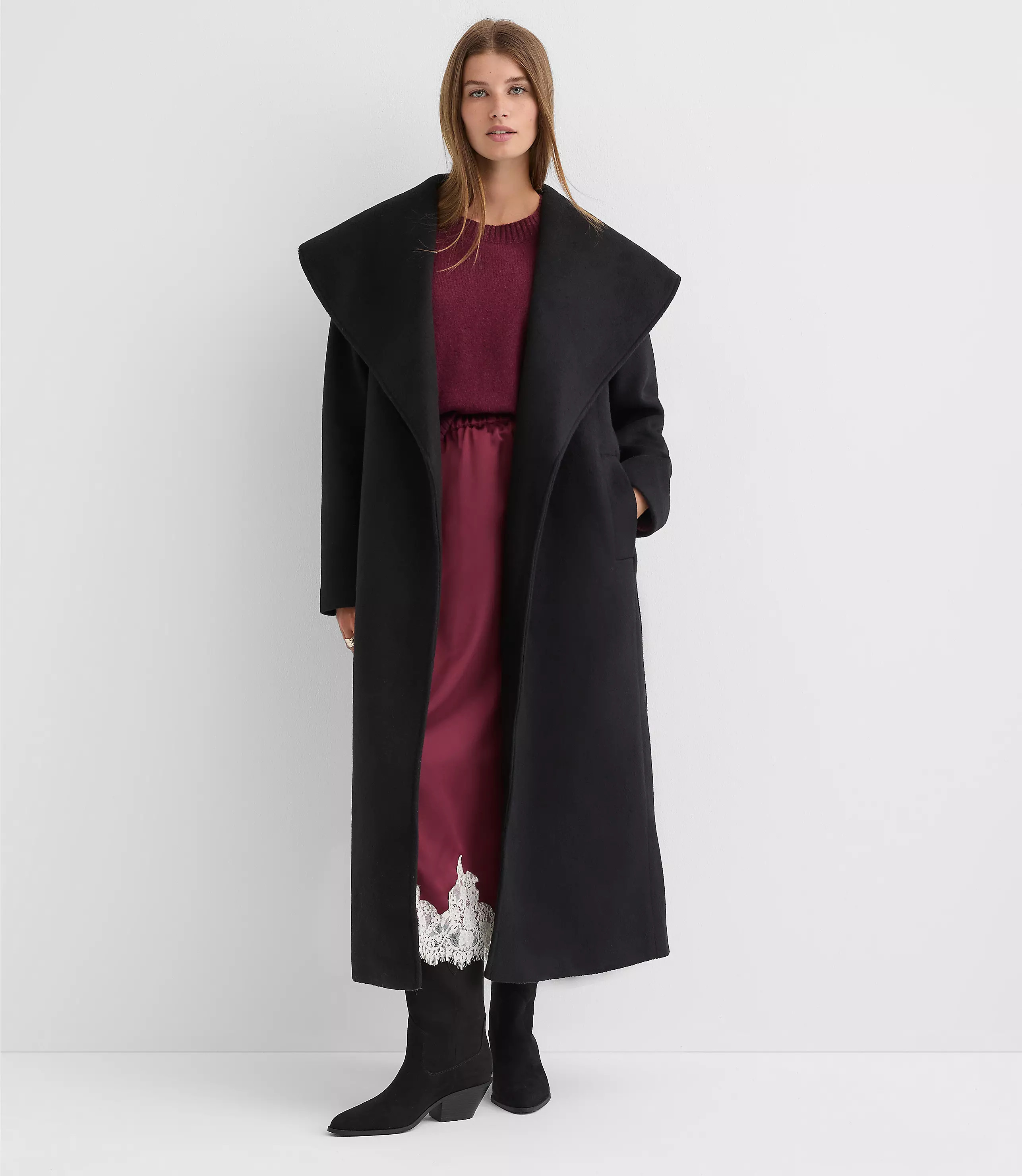 Doubleface Shawl Collar Belted Coat | LOFT