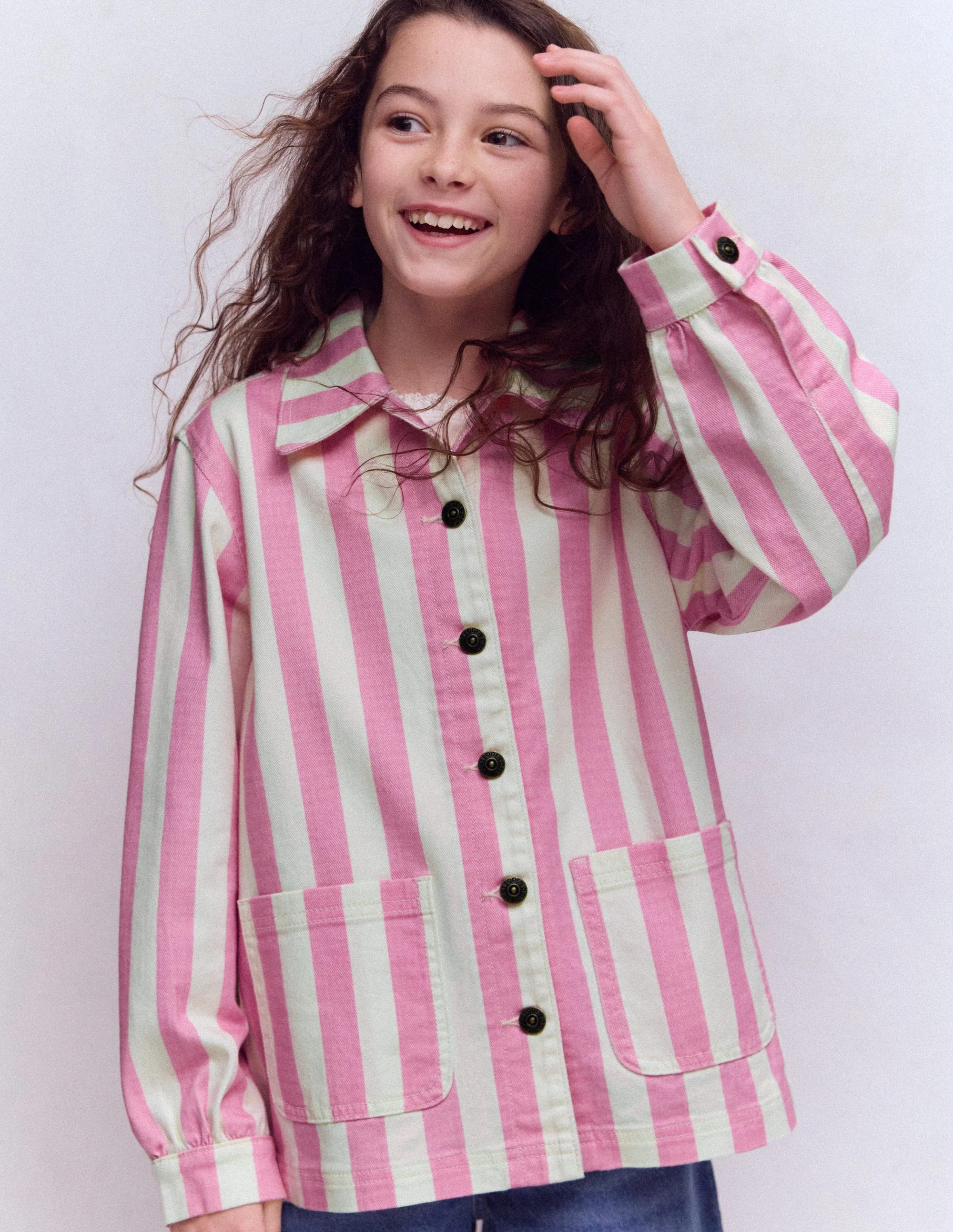 Denim Jacket-Pink Stripes | Boden (US)