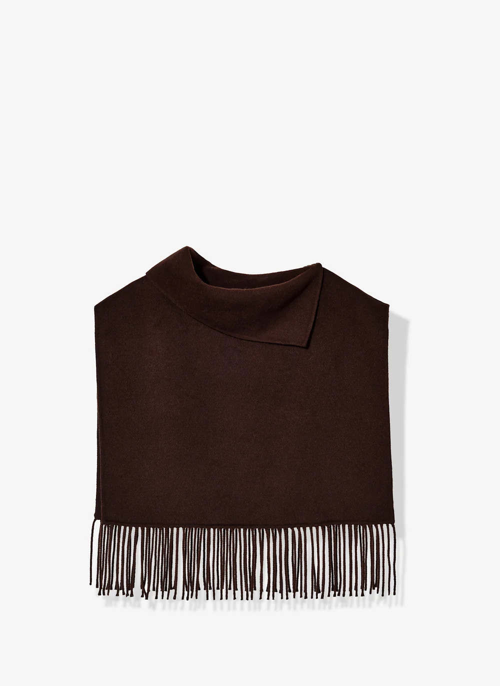 Brown Wool Blend Fringed Poncho | Mint Velvet