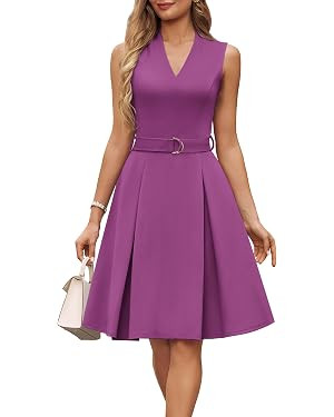GRACE KARIN Women's Wear to Work Dresses 2026 Business Office Fit and Flare Midi Dress Church Out... | Amazon (US)